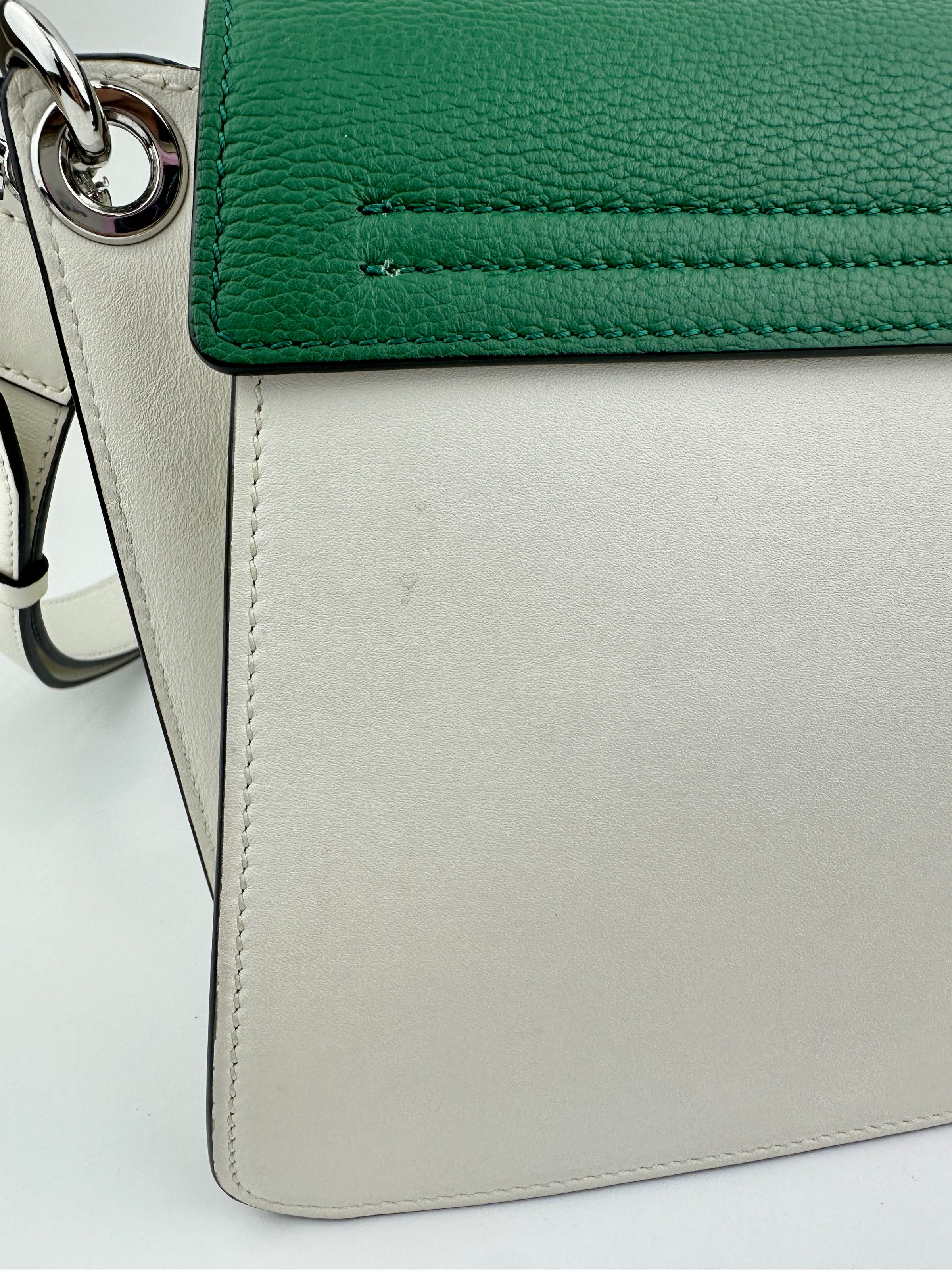 Mezzanin Visetos Colorblock Black / Green / White Leather Crossbody Bag