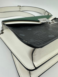 Mezzanin Visetos Colorblock Black / Green / White Leather Crossbody Bag