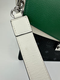 Mezzanin Visetos Colorblock Black / Green / White Leather Crossbody Bag