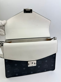 Mezzanin Visetos Colorblock Black / Green / White Leather Crossbody Bag