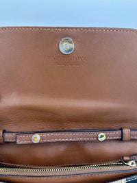 Hampshire Brown Pebbled Leather / House Check Canvas Crossbody Bag