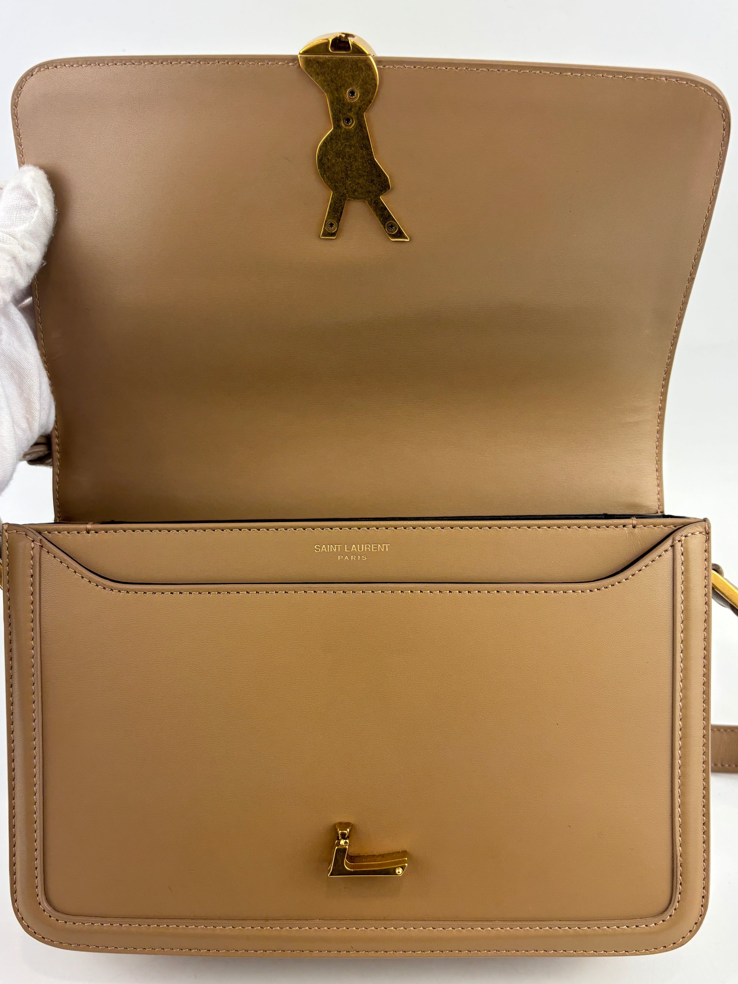 Medium Solferino Satchel Box Leather Tan