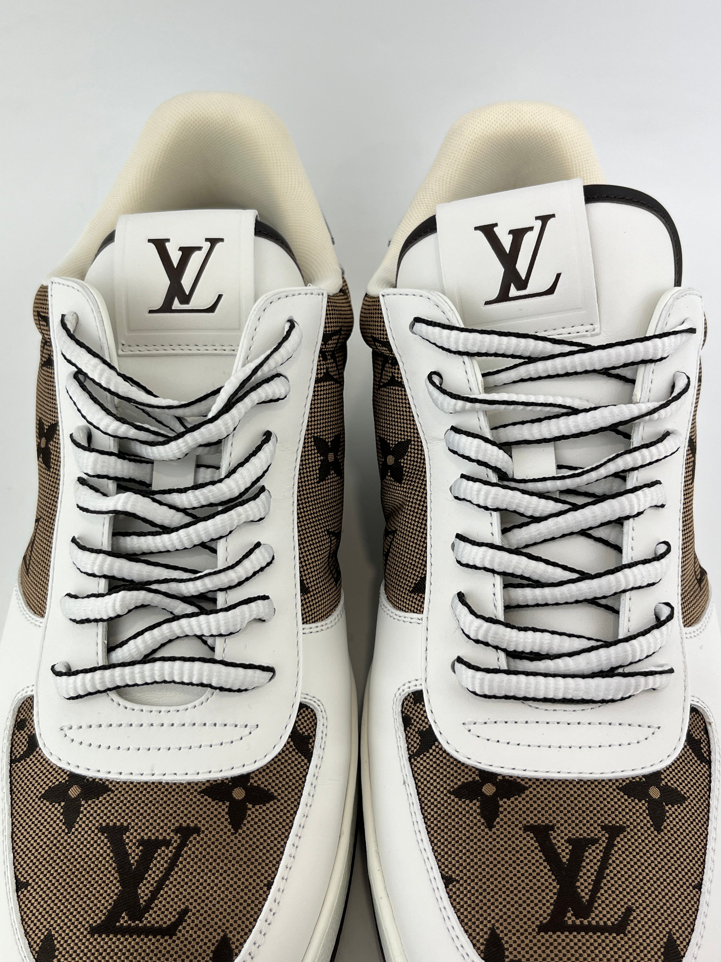 1ABF4L Rivoli Sneakers White with Vintage Monogram Size 9