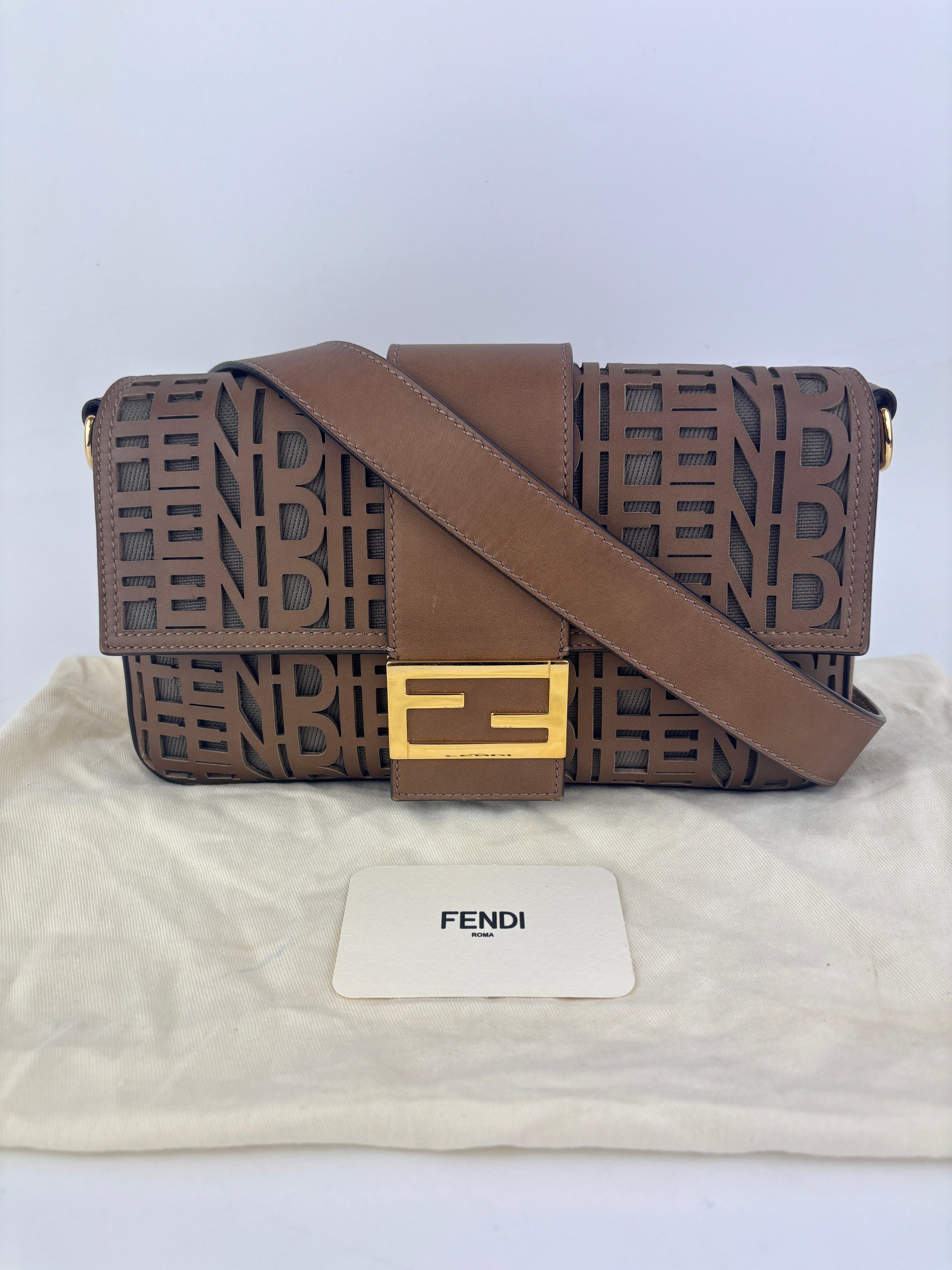SS2020 Men’s Laser Cut FF Baguette Belt / Crossbody Bag