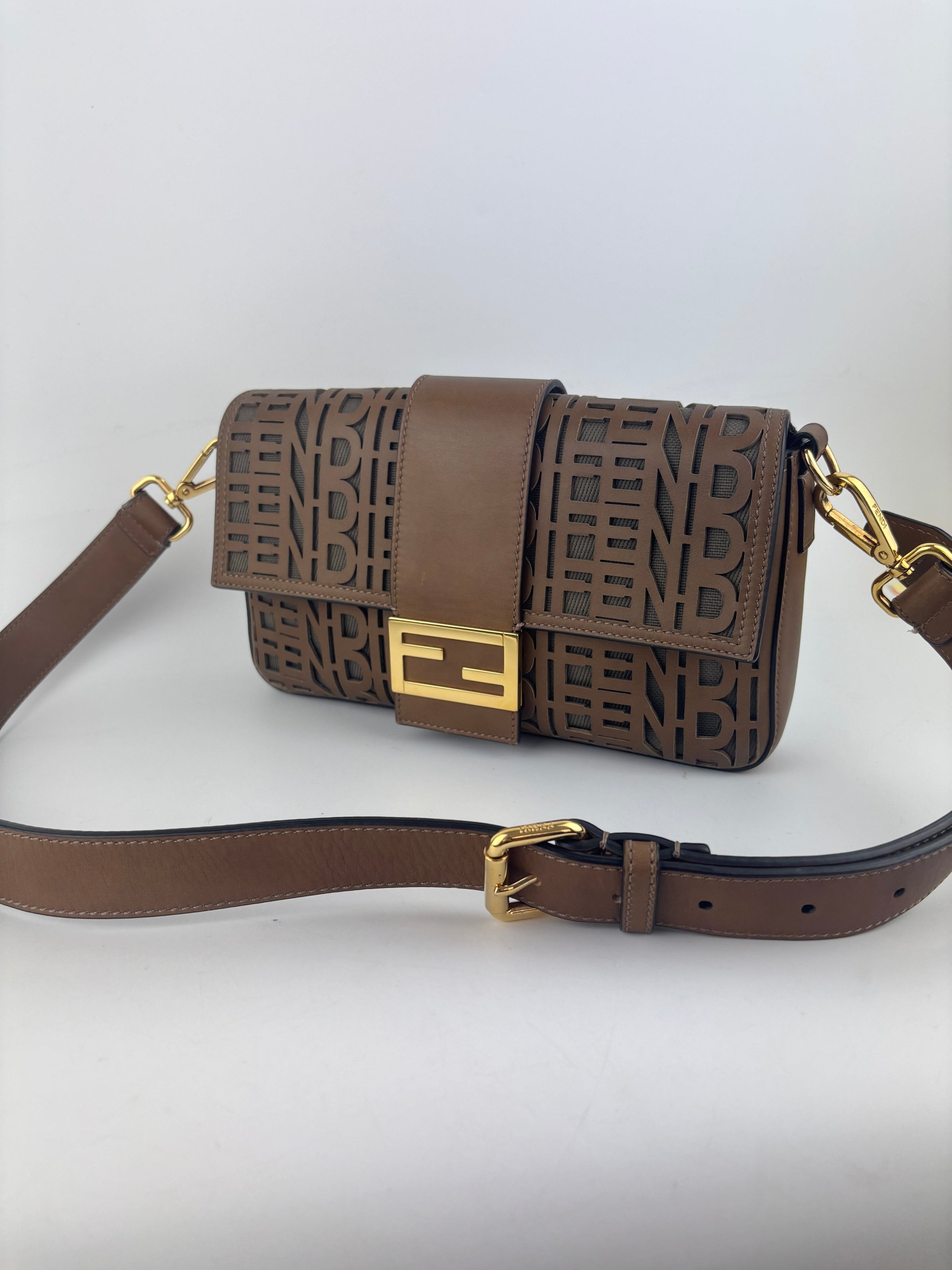 SS2020 Men’s Laser Cut FF Baguette Belt / Crossbody Bag