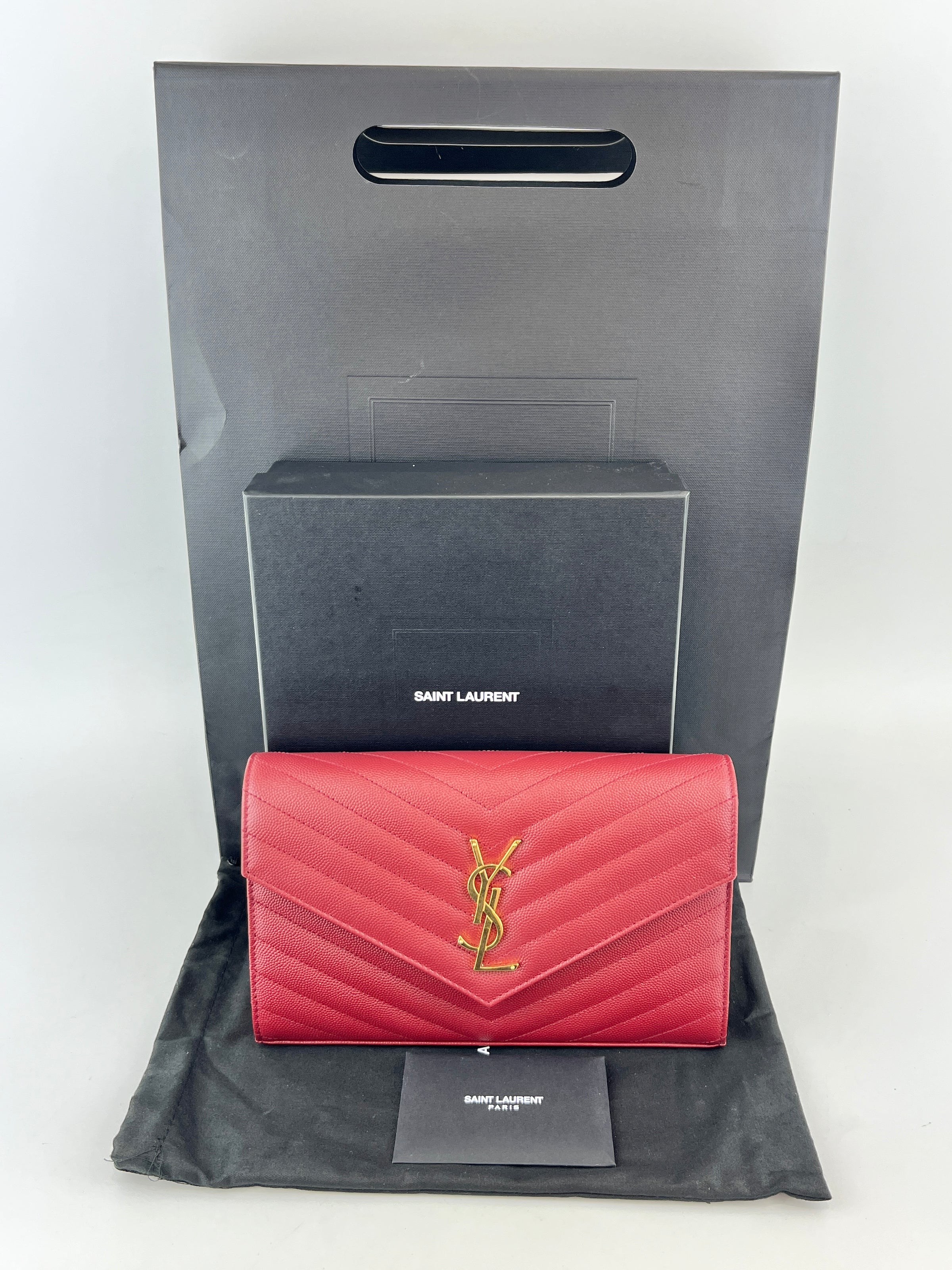 Cassandre Envelope Chain Wallet in Red GHW WOC in Red