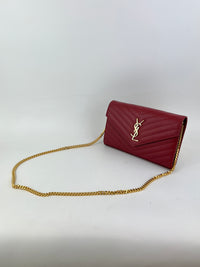 Cassandre Envelope Chain Wallet in Red GHW WOC in Red