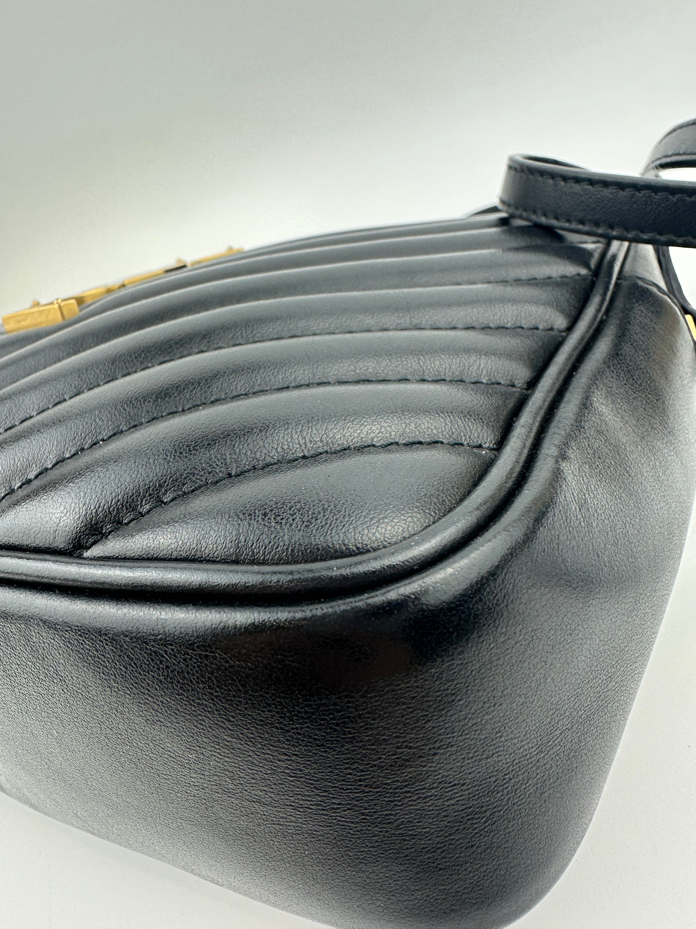 Lou Camera Bag in Quilted Black Leather GHW