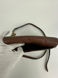 Hampshire Brown Pebbled Leather / House Check Canvas Crossbody Bag