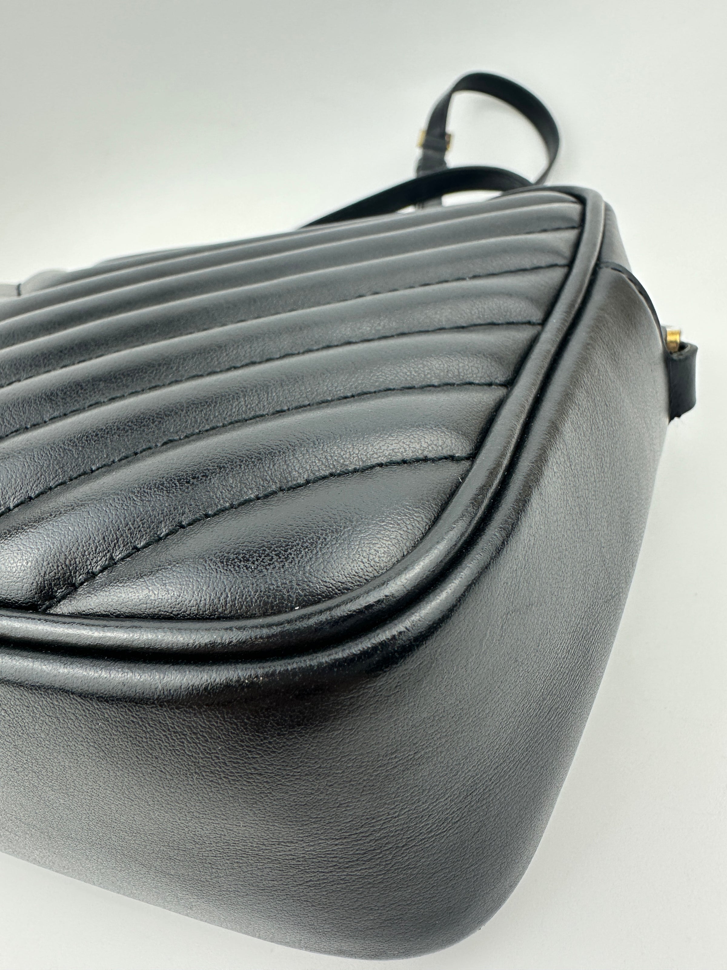 Lou Camera Bag in Quilted Black Leather GHW