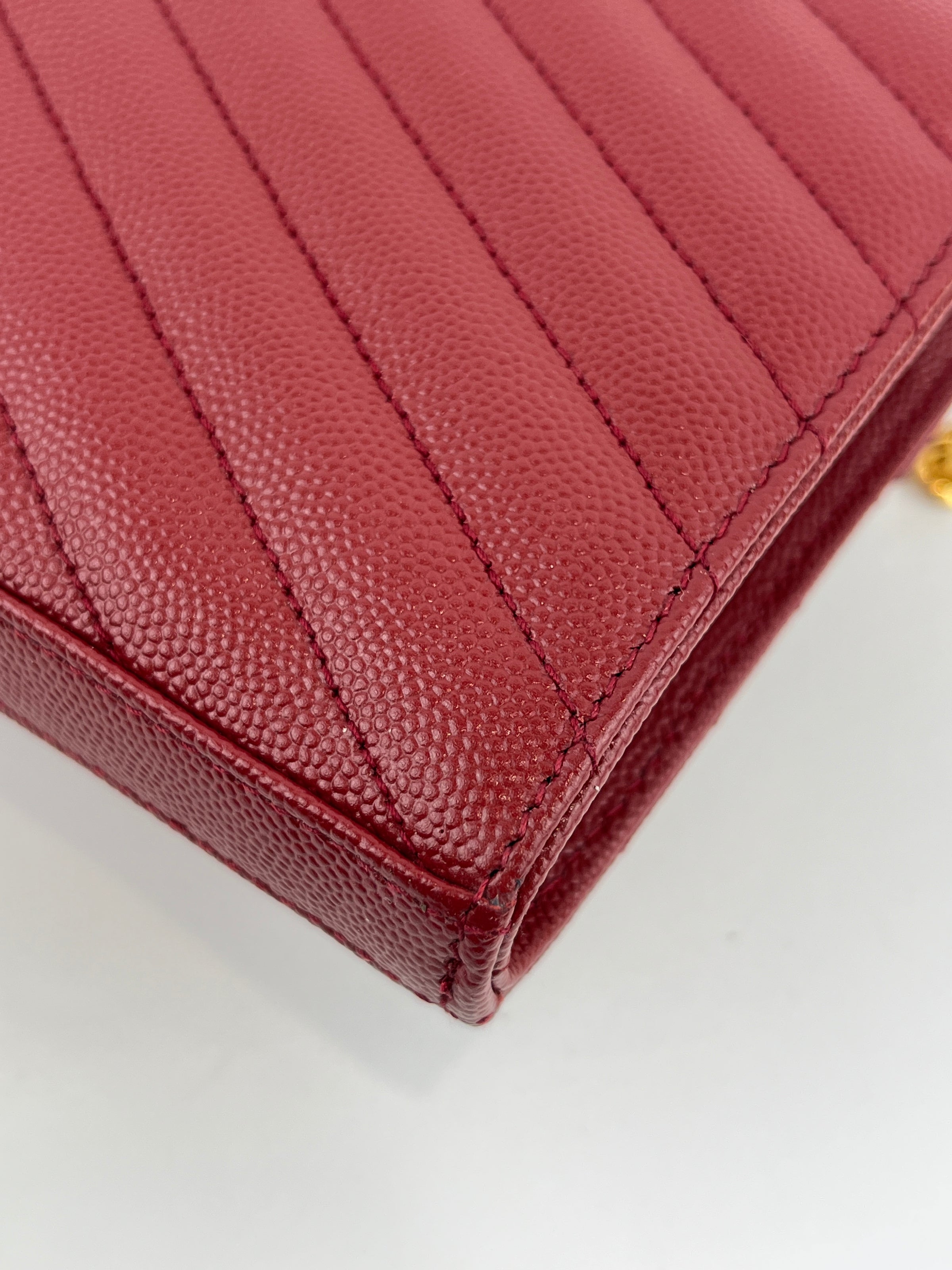 Cassandre Envelope Chain Wallet in Red GHW WOC in Red