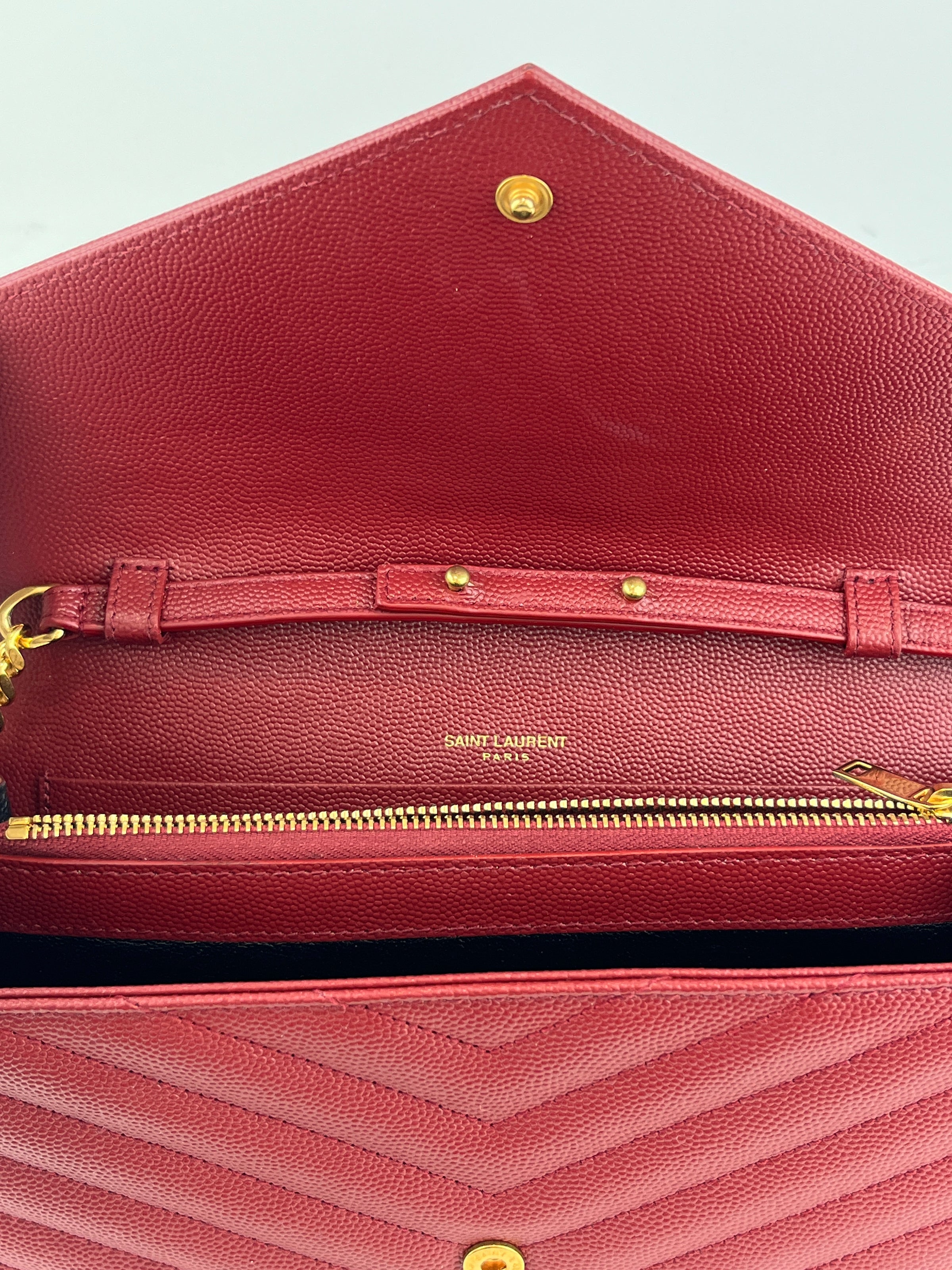 Cassandre Envelope Chain Wallet in Red GHW WOC in Red