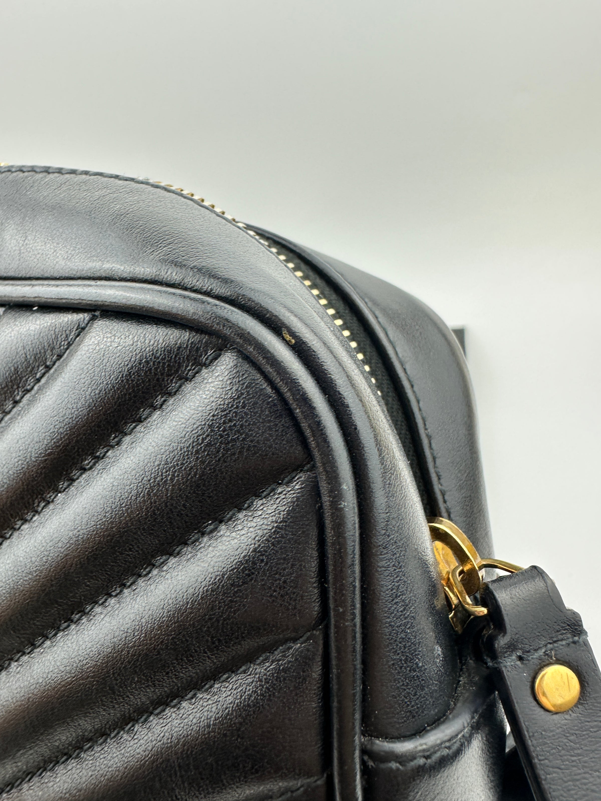 Lou Camera Bag in Quilted Black Leather GHW