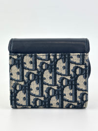 Saddle Lotus Wallet Blue Dior Oblique Jacquard