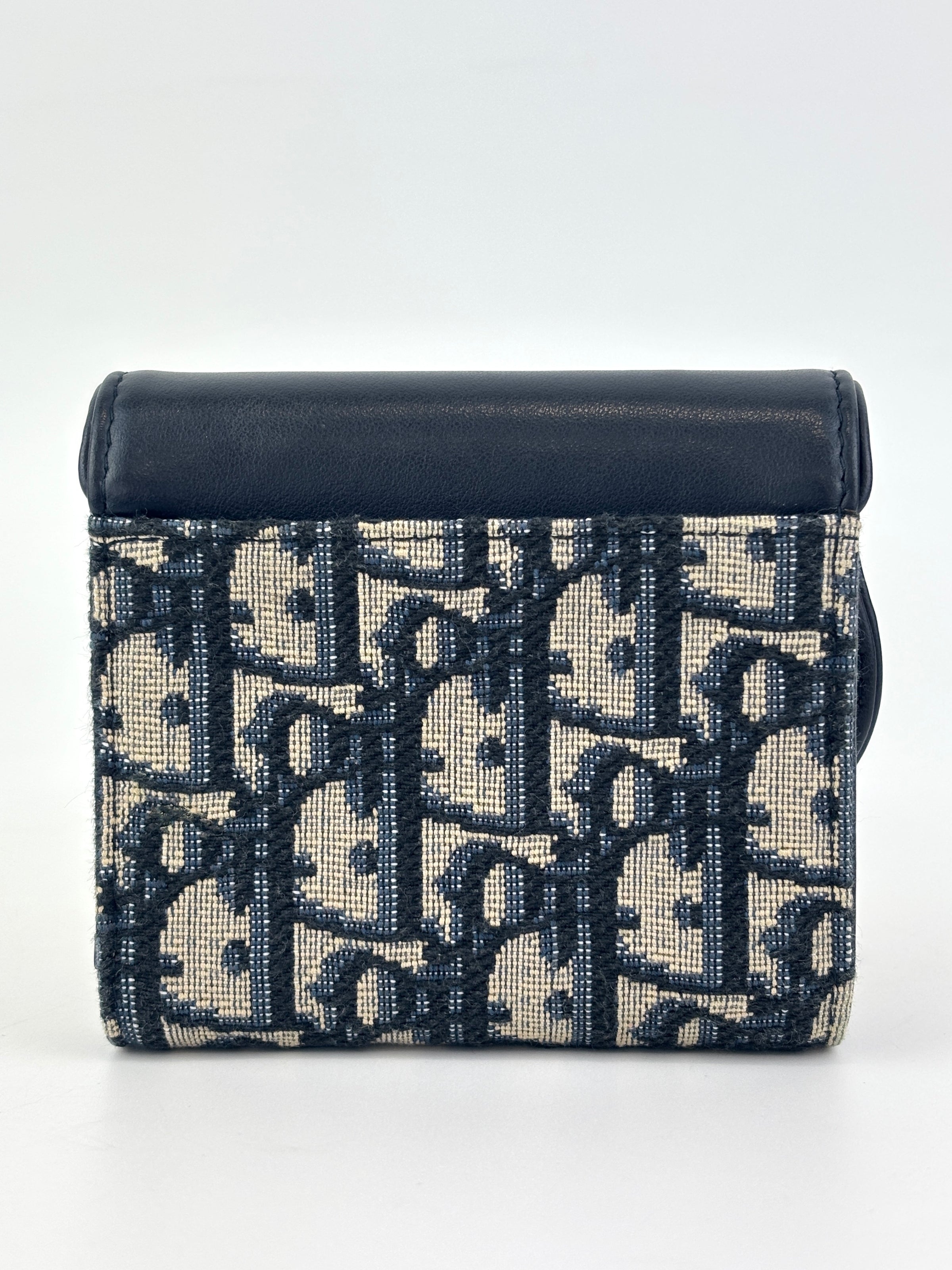 Saddle Lotus Wallet Blue Dior Oblique Jacquard