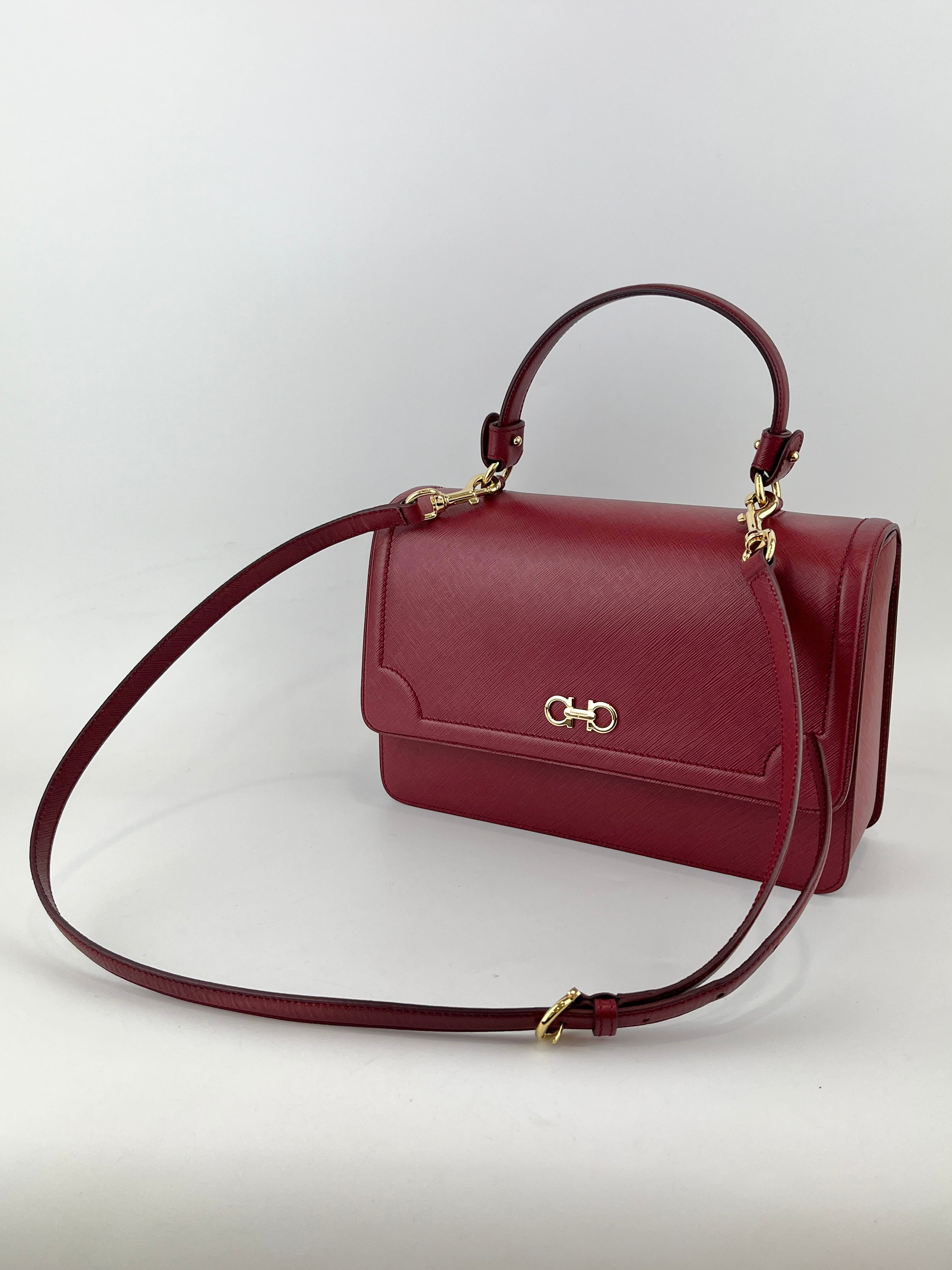 Seila Top Handle Bag Dark Red