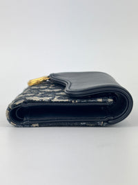 Saddle Lotus Wallet Blue Dior Oblique Jacquard