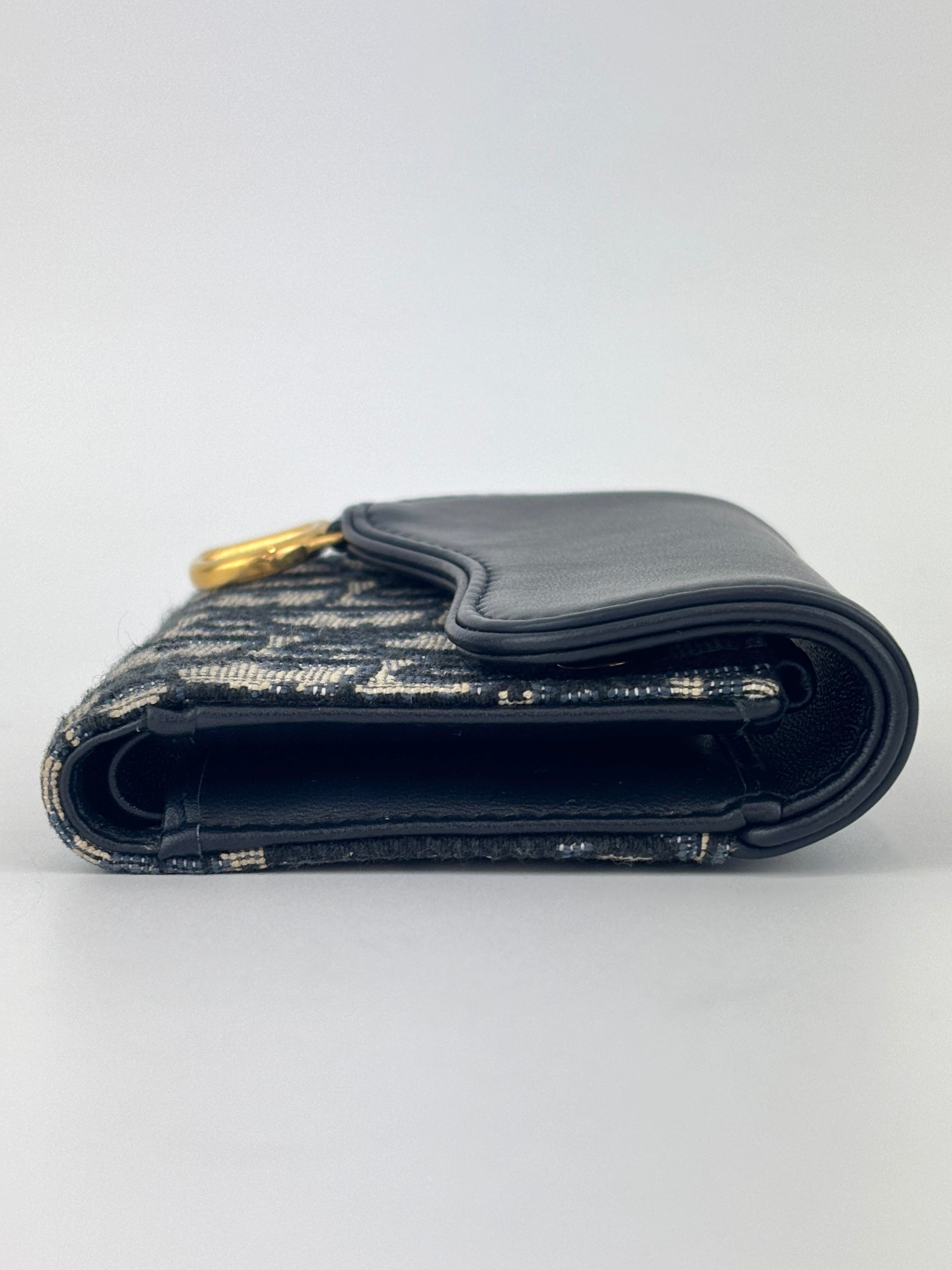 Saddle Lotus Wallet Blue Dior Oblique Jacquard