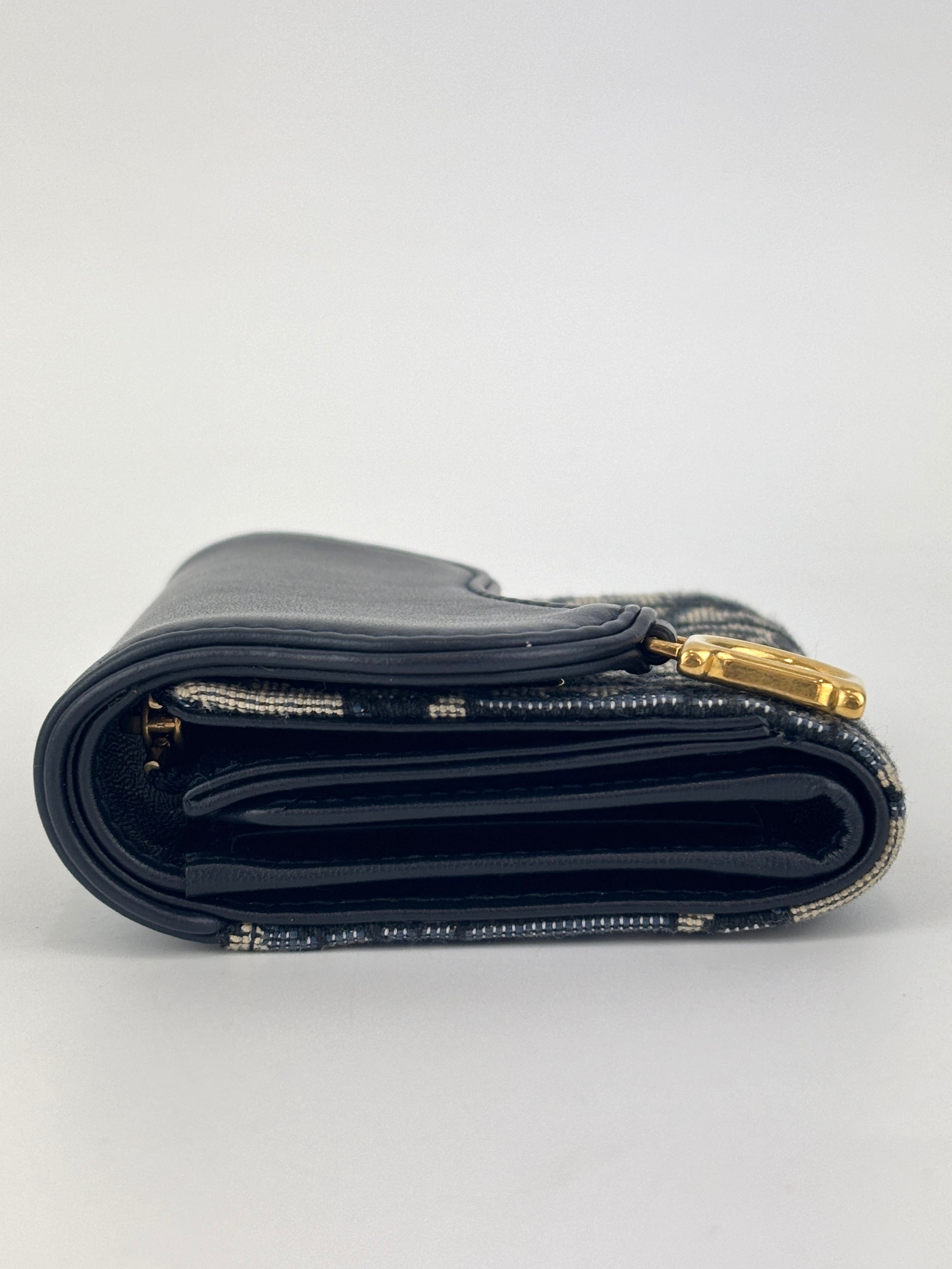 Saddle Lotus Wallet Blue Dior Oblique Jacquard