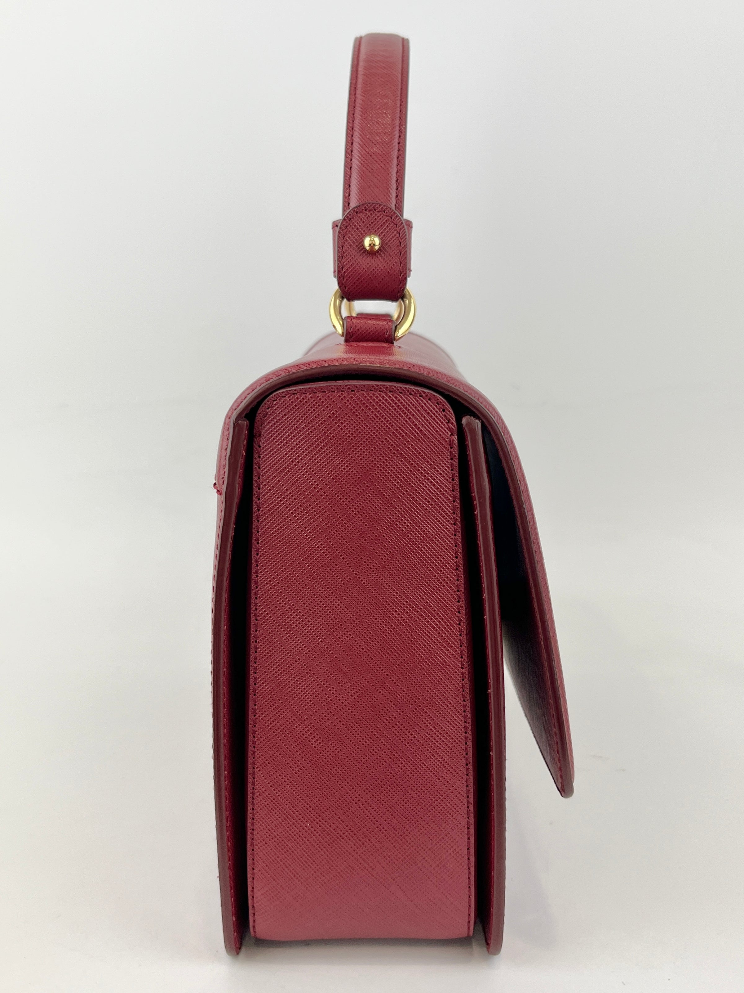 Seila Top Handle Bag Dark Red