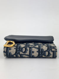 Saddle Lotus Wallet Blue Dior Oblique Jacquard