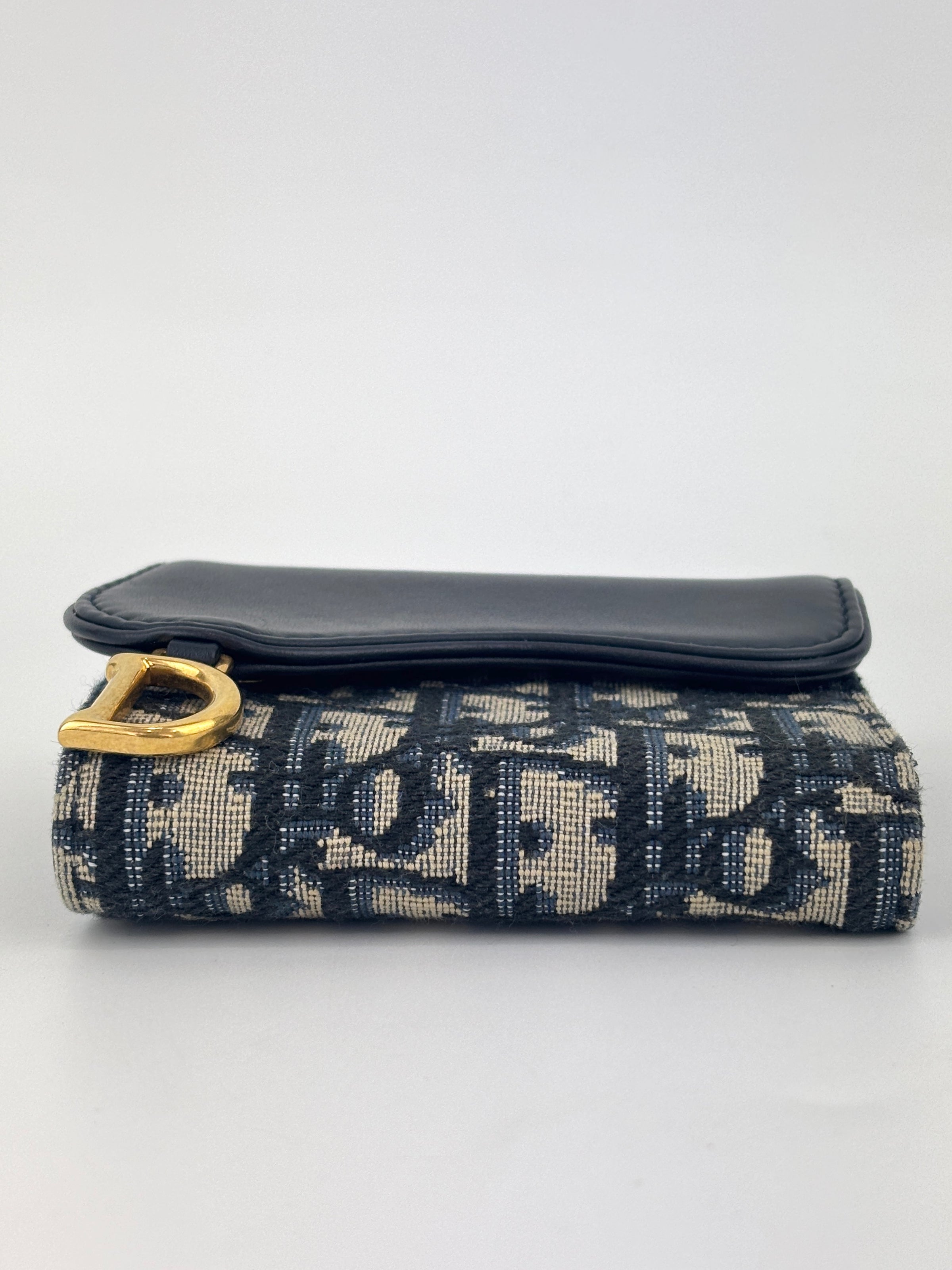 Saddle Lotus Wallet Blue Dior Oblique Jacquard