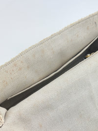 Off White Lurex Knit Fabric Roman Stud Shoulder Bag