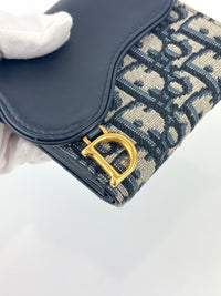 Saddle Lotus Wallet Blue Dior Oblique Jacquard