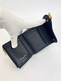 Saddle Lotus Wallet Blue Dior Oblique Jacquard
