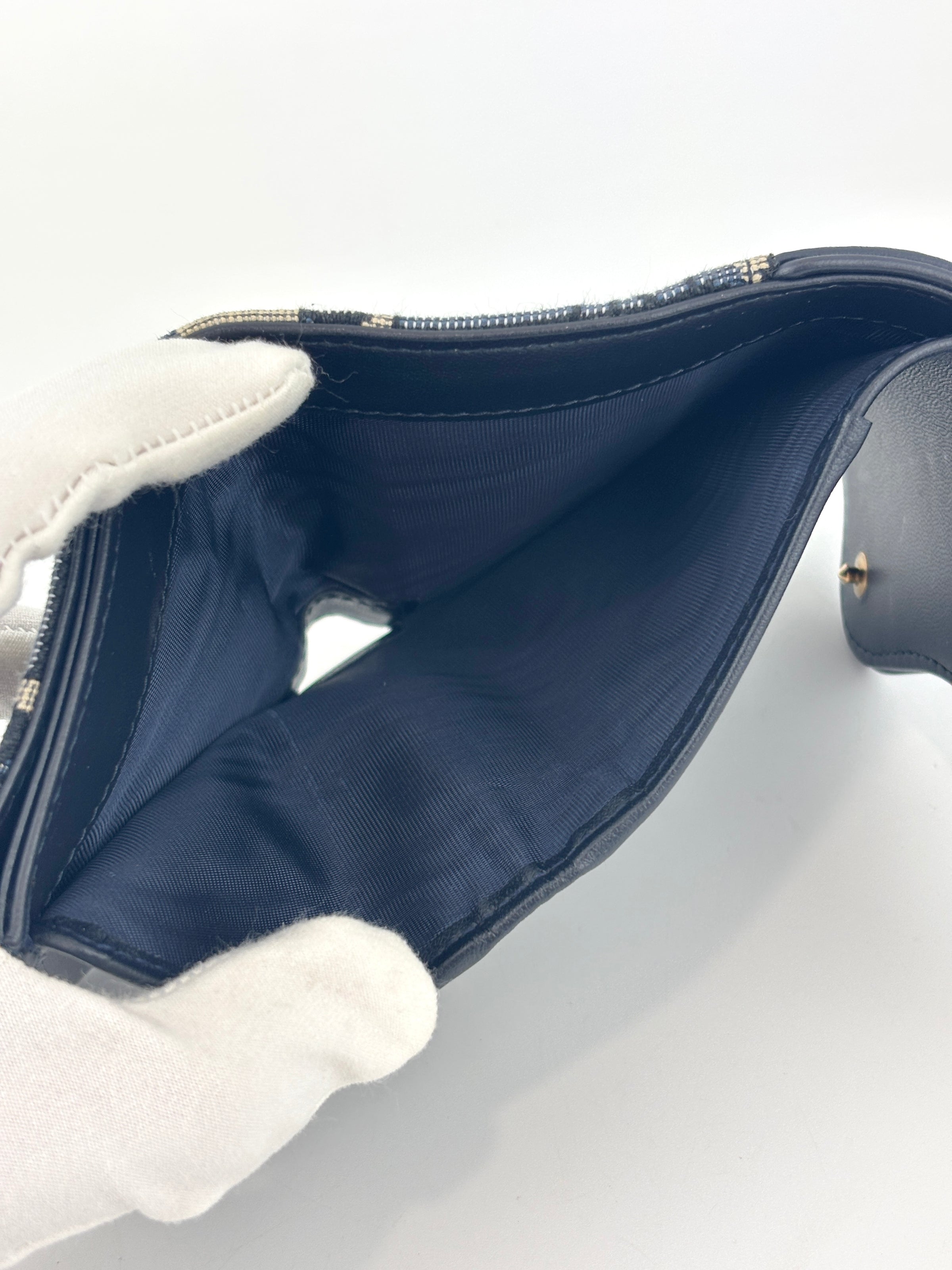 Saddle Lotus Wallet Blue Dior Oblique Jacquard