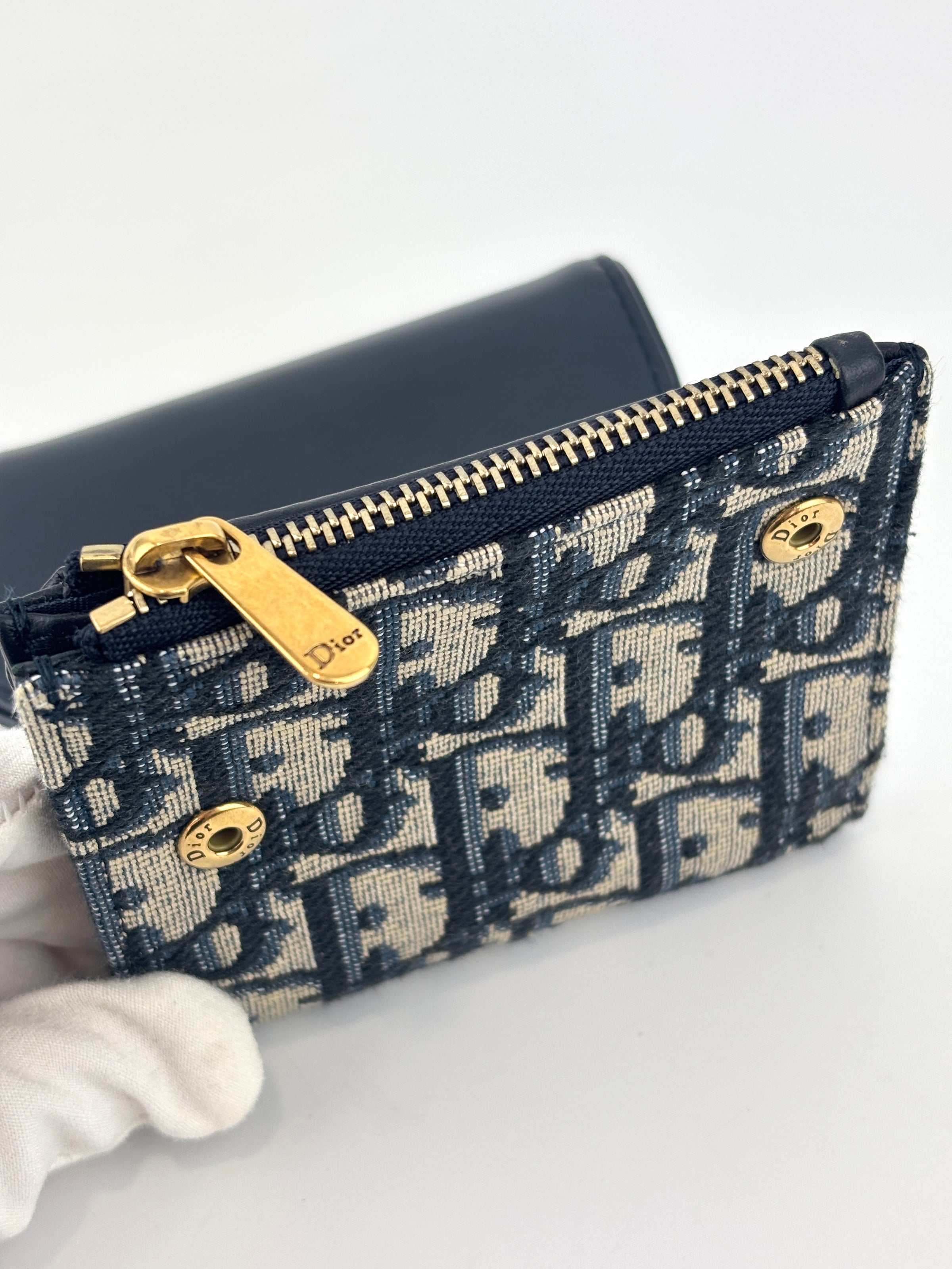 Saddle Lotus Wallet Blue Dior Oblique Jacquard