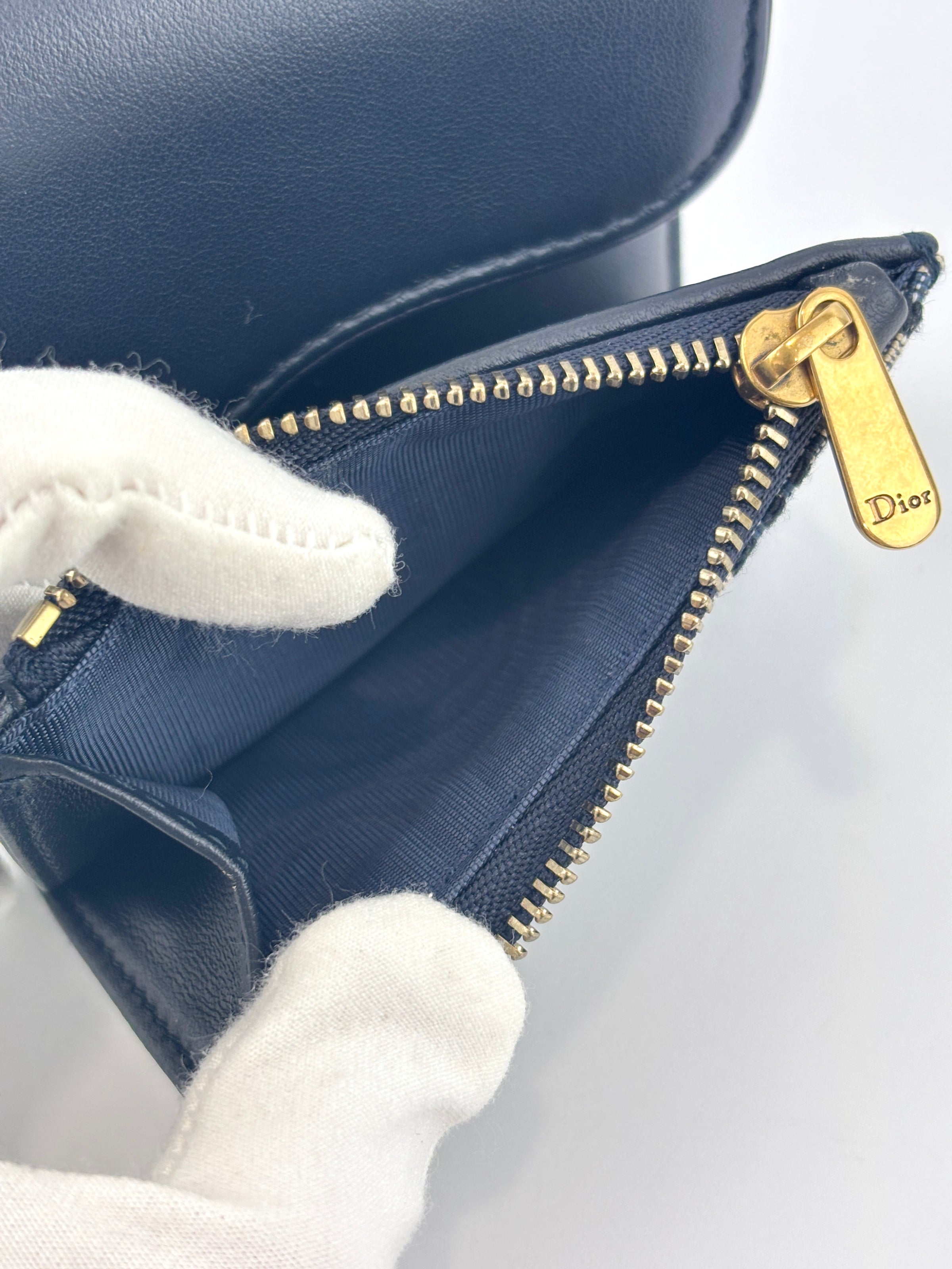 Saddle Lotus Wallet Blue Dior Oblique Jacquard