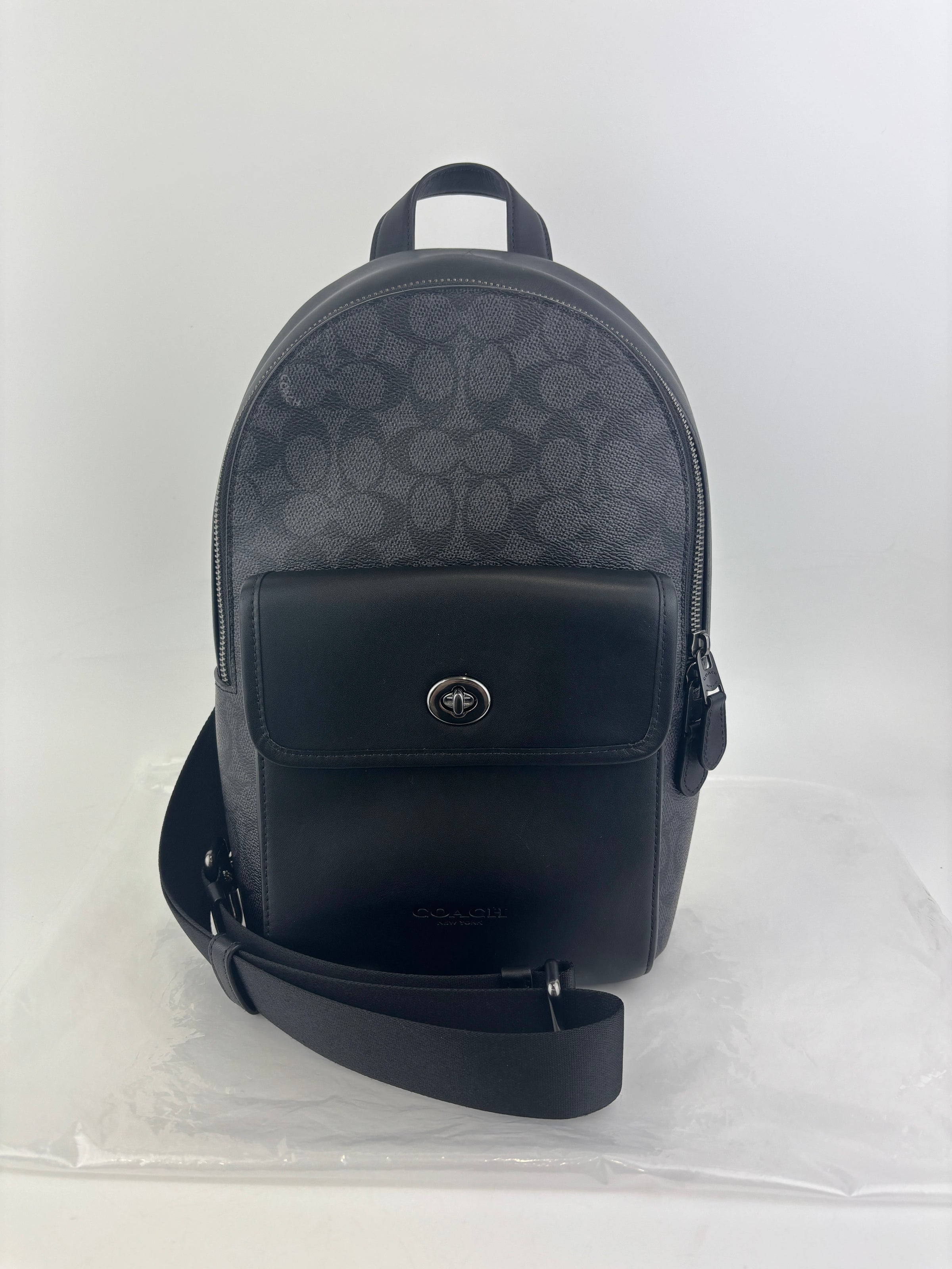 Turnlock Sling Pack Black in Signature Canvas