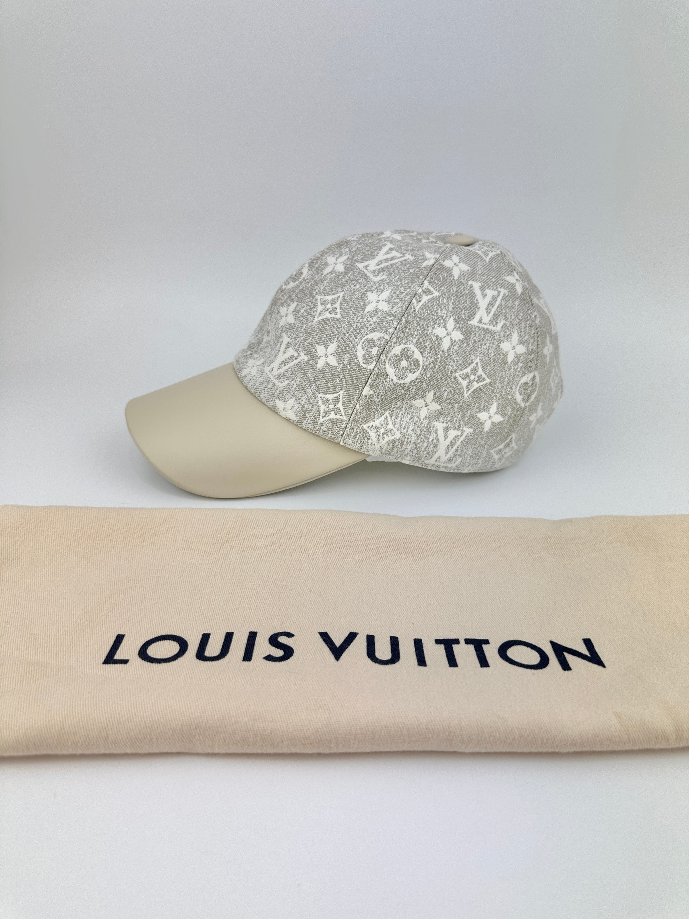 M7059M Monogram Jacquard Beige Denim Baseball Cap