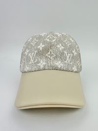 M7059M Monogram Jacquard Beige Denim Baseball Cap