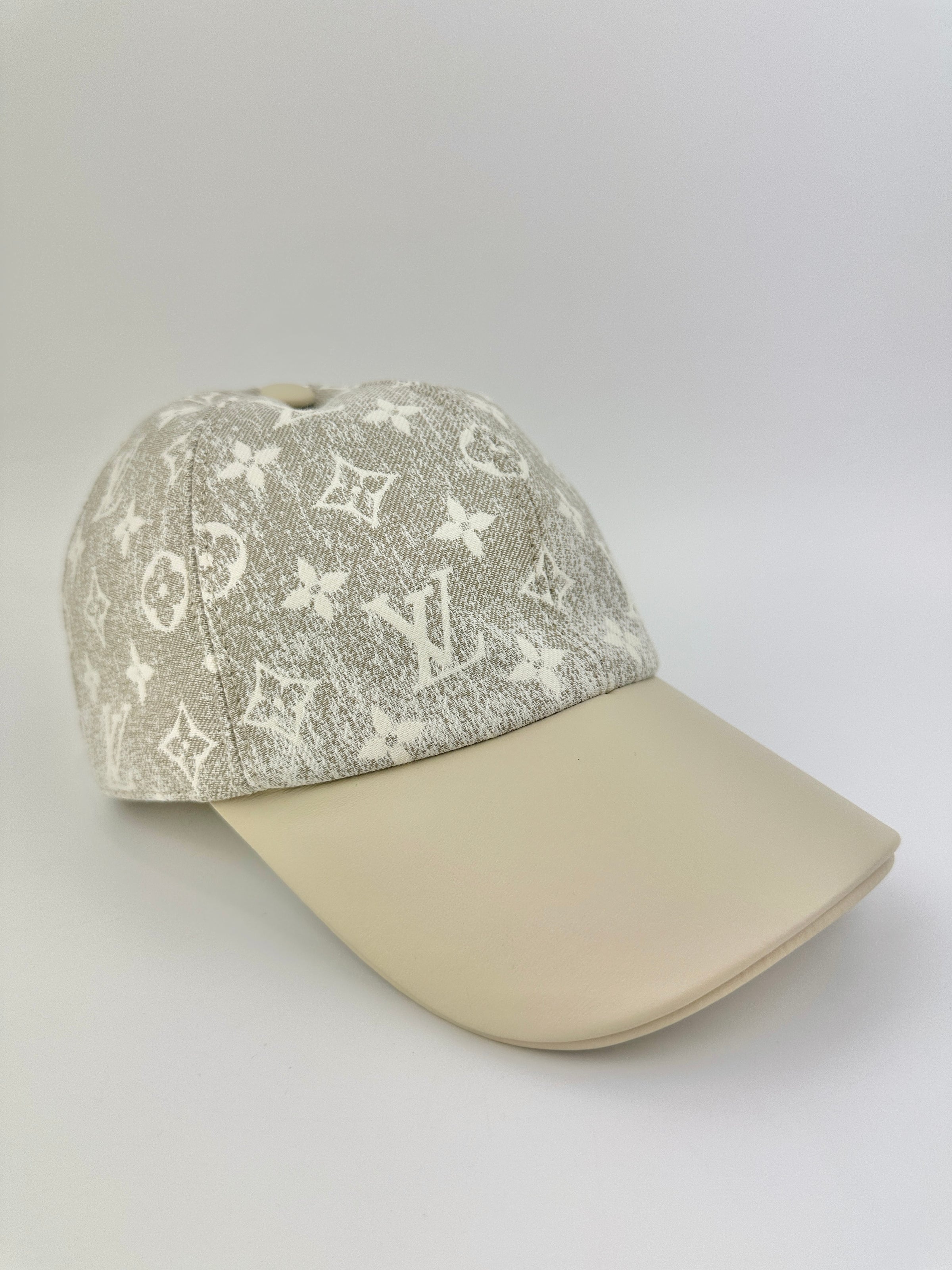 M7059M Monogram Jacquard Beige Denim Baseball Cap