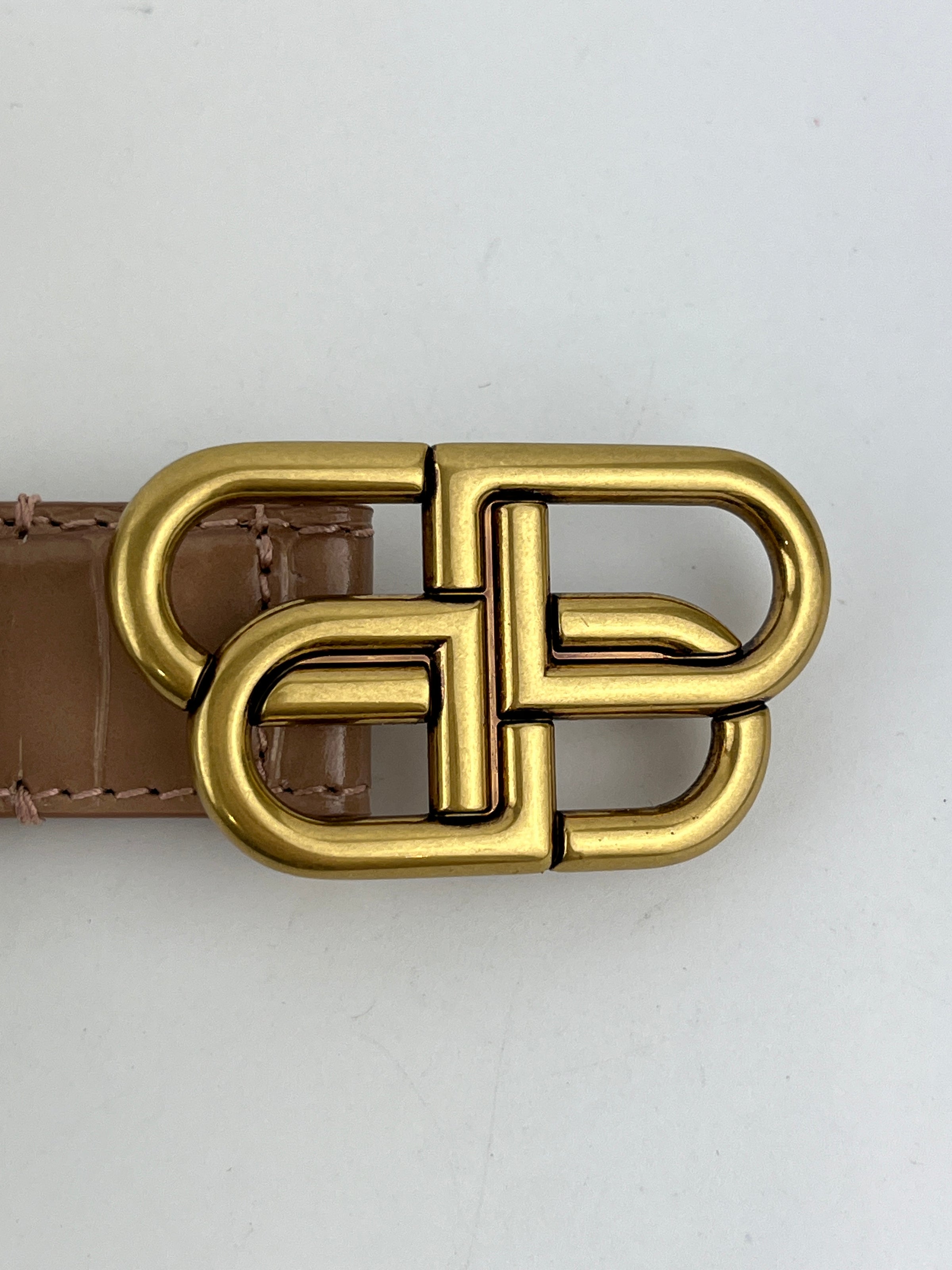 BB Croc-Effect Leather Belt Rosé des Sables 85cm
