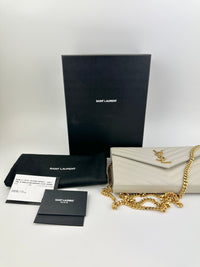 Classic Cassandre Grain De Poudre Leather Blanc Vintage Chain Wallet