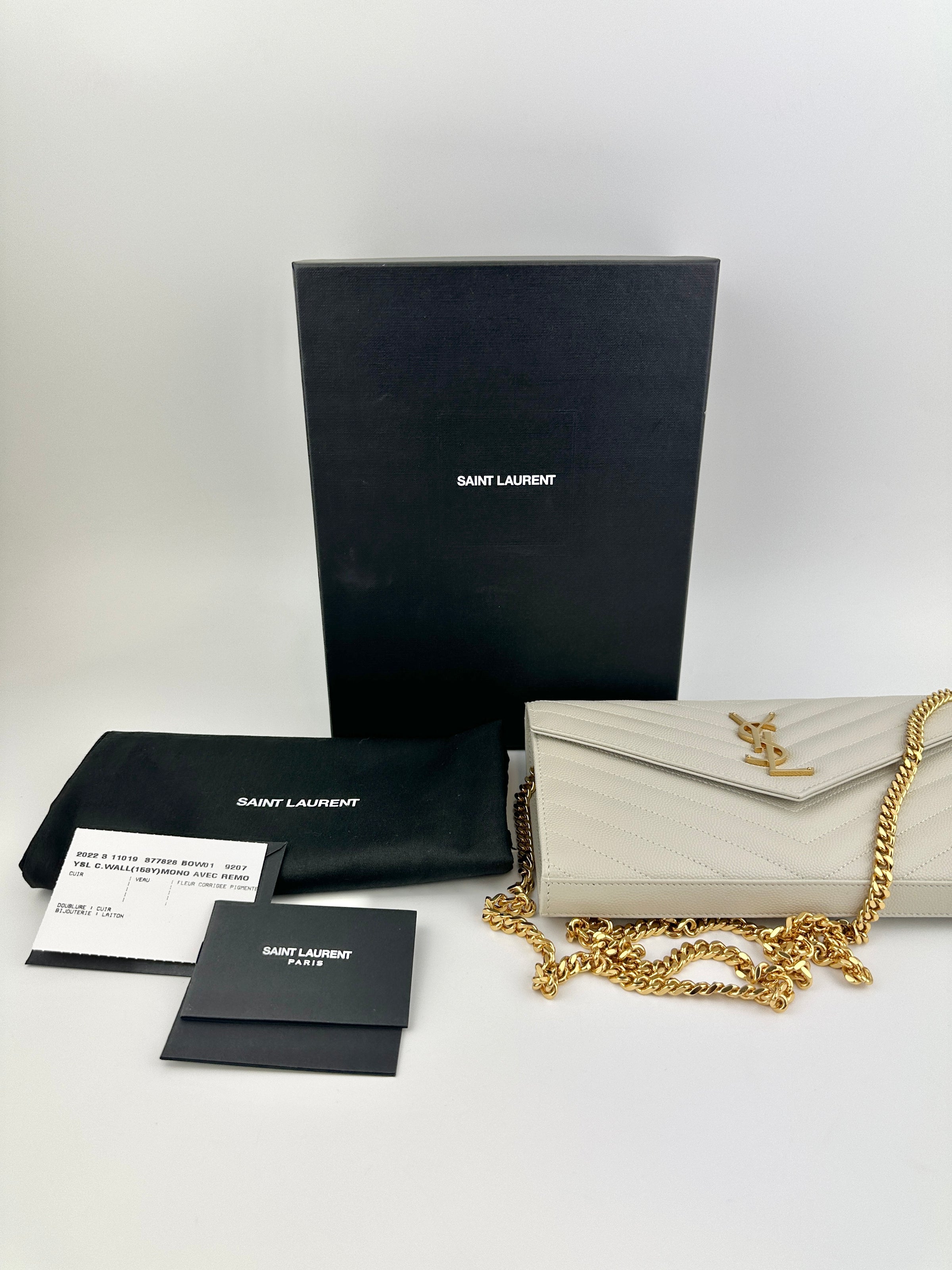 Classic Cassandre Grain De Poudre Leather Blanc Vintage Chain Wallet