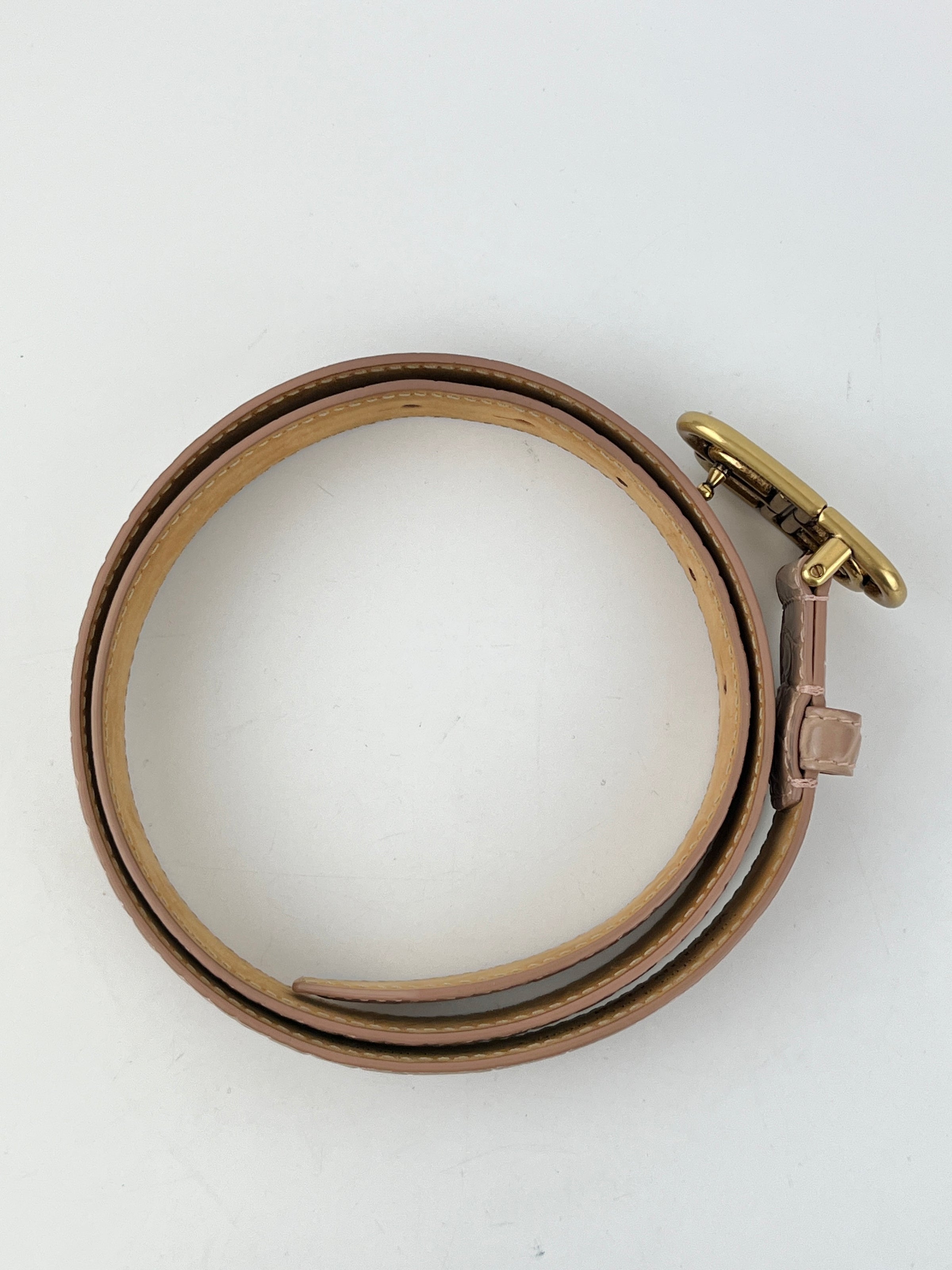 BB Croc-Effect Leather Belt Rosé des Sables 85cm