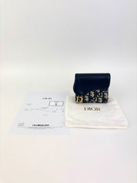 Saddle Lotus Wallet Blue Dior Oblique Jacquard