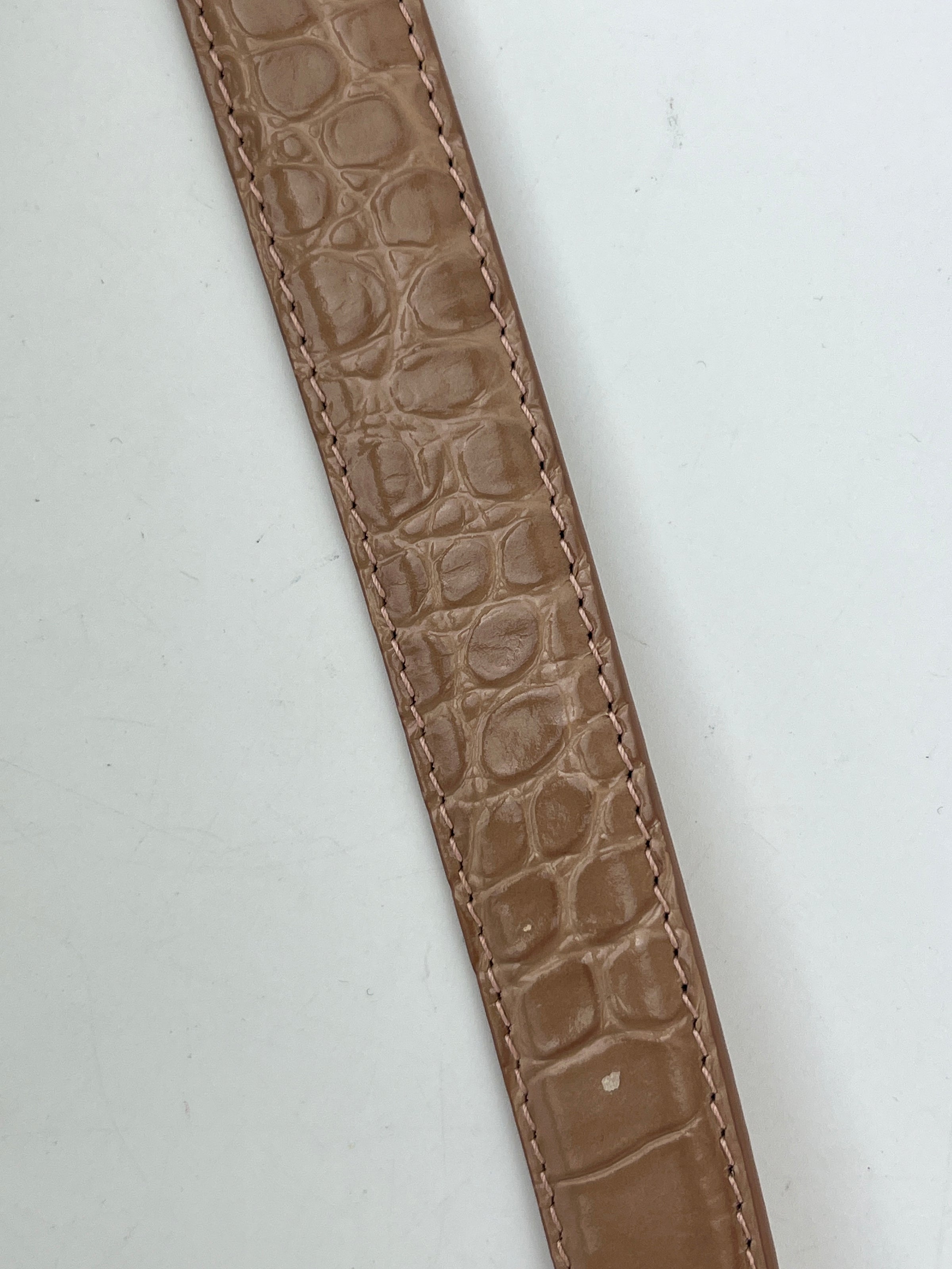 BB Croc-Effect Leather Belt Rosé des Sables 85cm