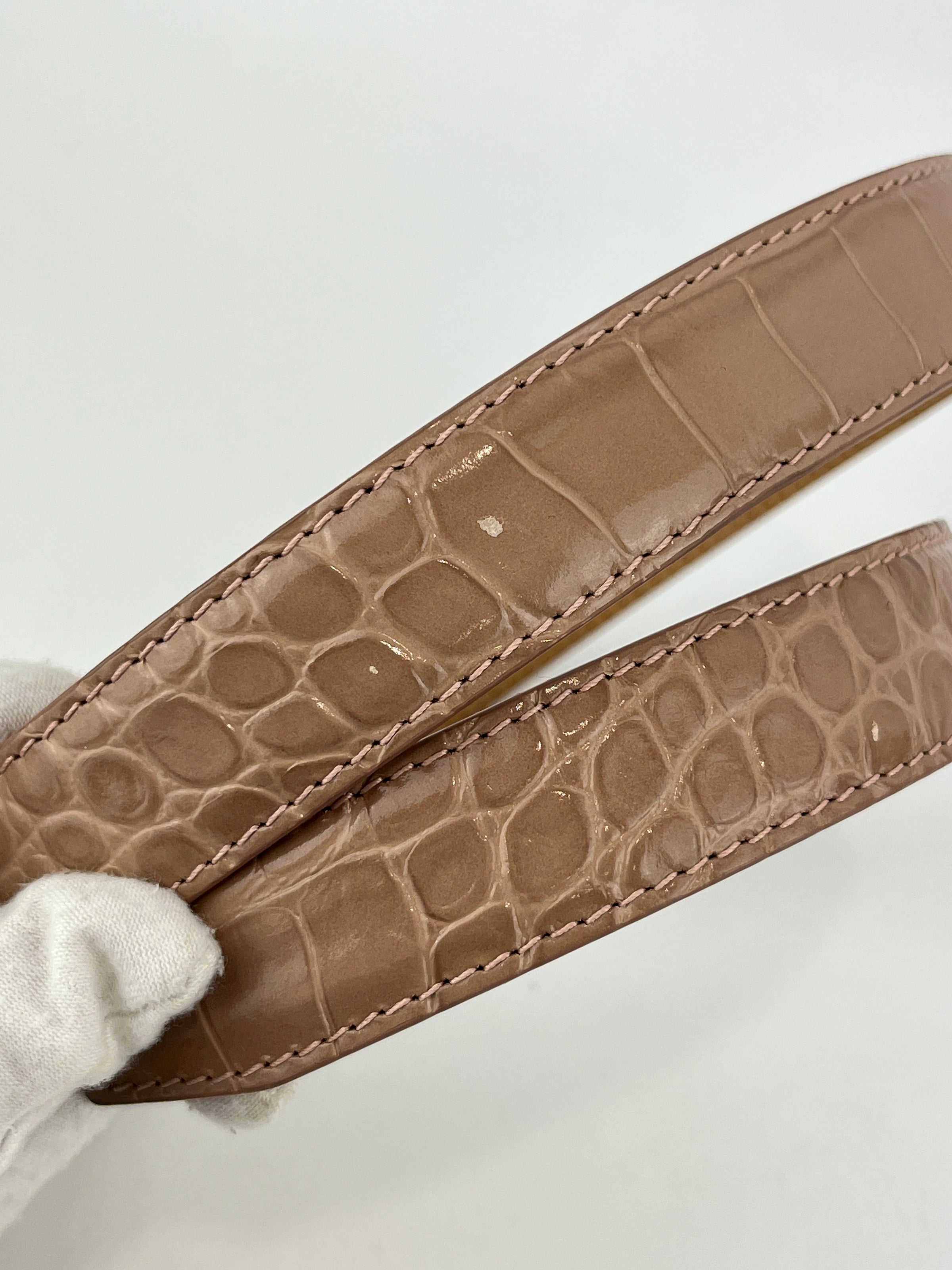 BB Croc-Effect Leather Belt Rosé des Sables 85cm