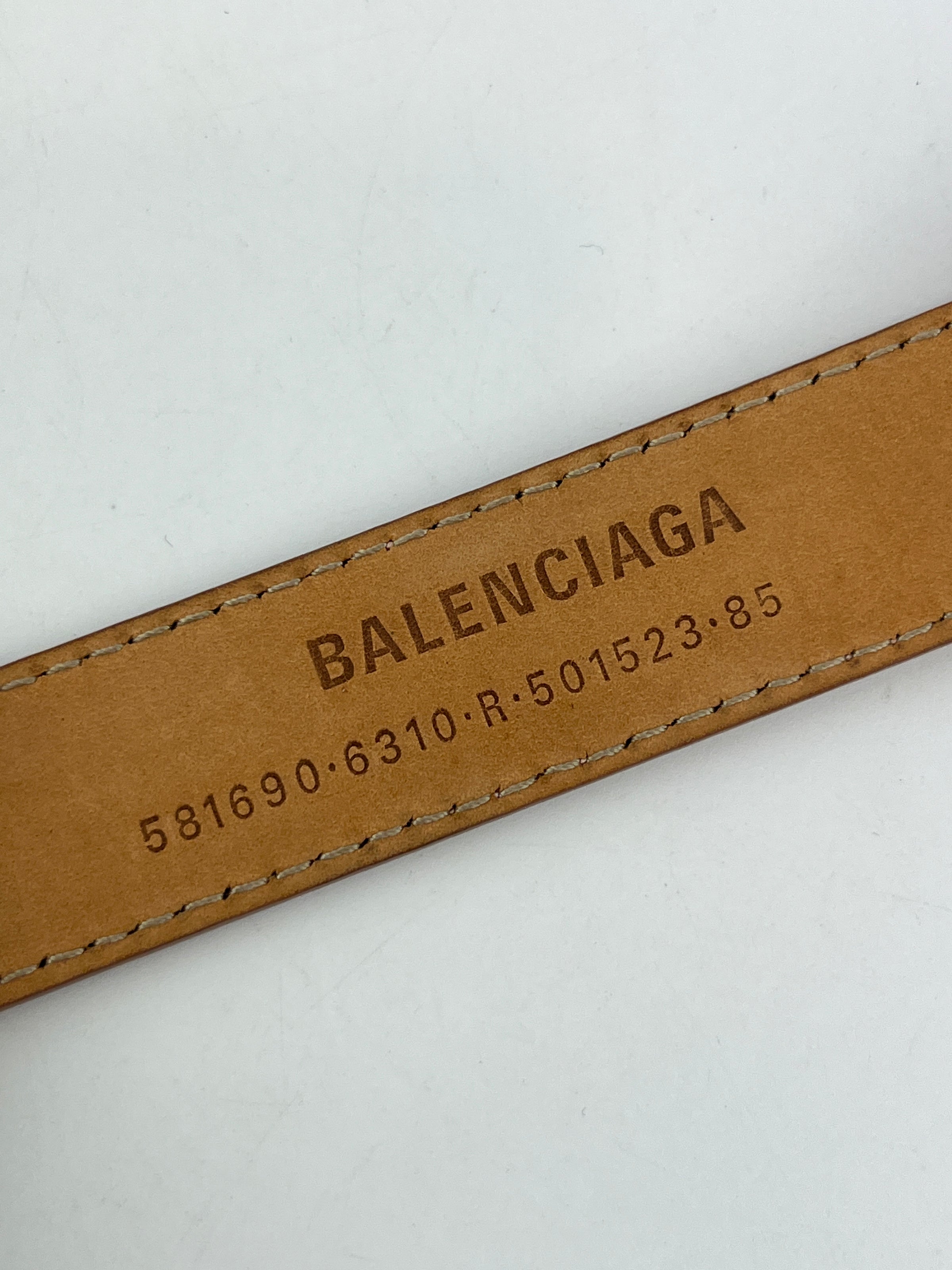 BB Croc-Effect Leather Belt Rosé des Sables 85cm