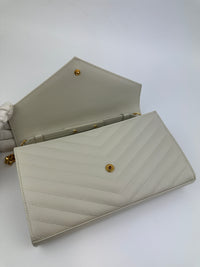 Classic Cassandre Grain De Poudre Leather Blanc Vintage Chain Wallet