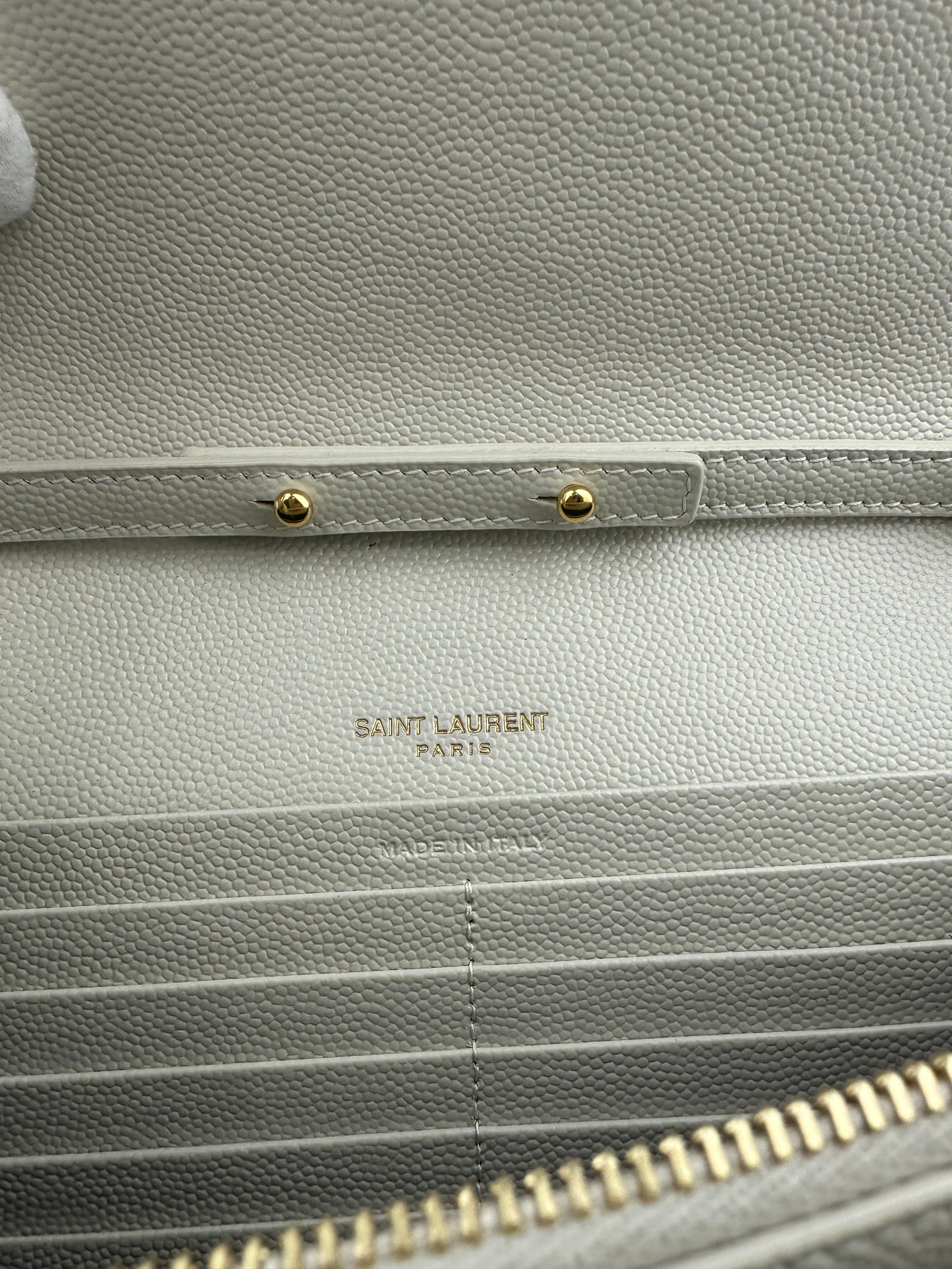 Classic Cassandre Grain De Poudre Leather Blanc Vintage Chain Wallet