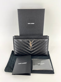 504922 Black Matelasse Quilted Monogram Bill Pouch