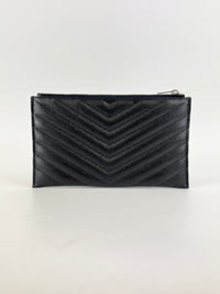 504922 Black Matelasse Quilted Monogram Bill Pouch
