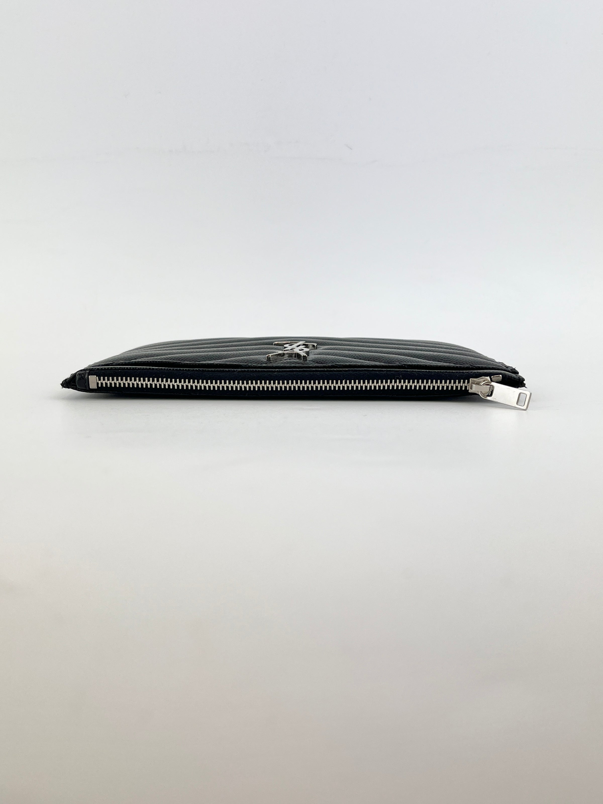 504922 Black Matelasse Quilted Monogram Bill Pouch