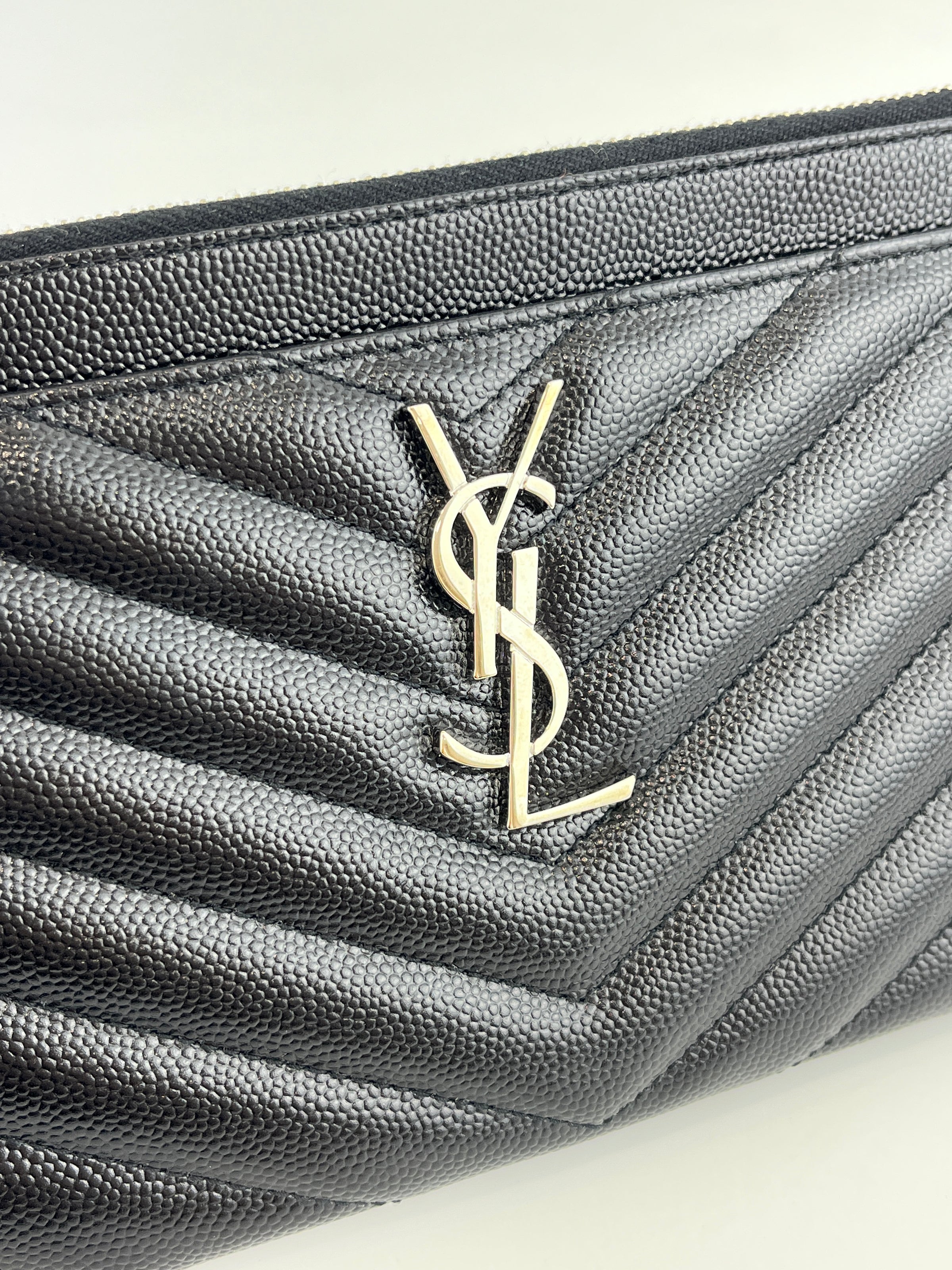 504922 Black Matelasse Quilted Monogram Bill Pouch